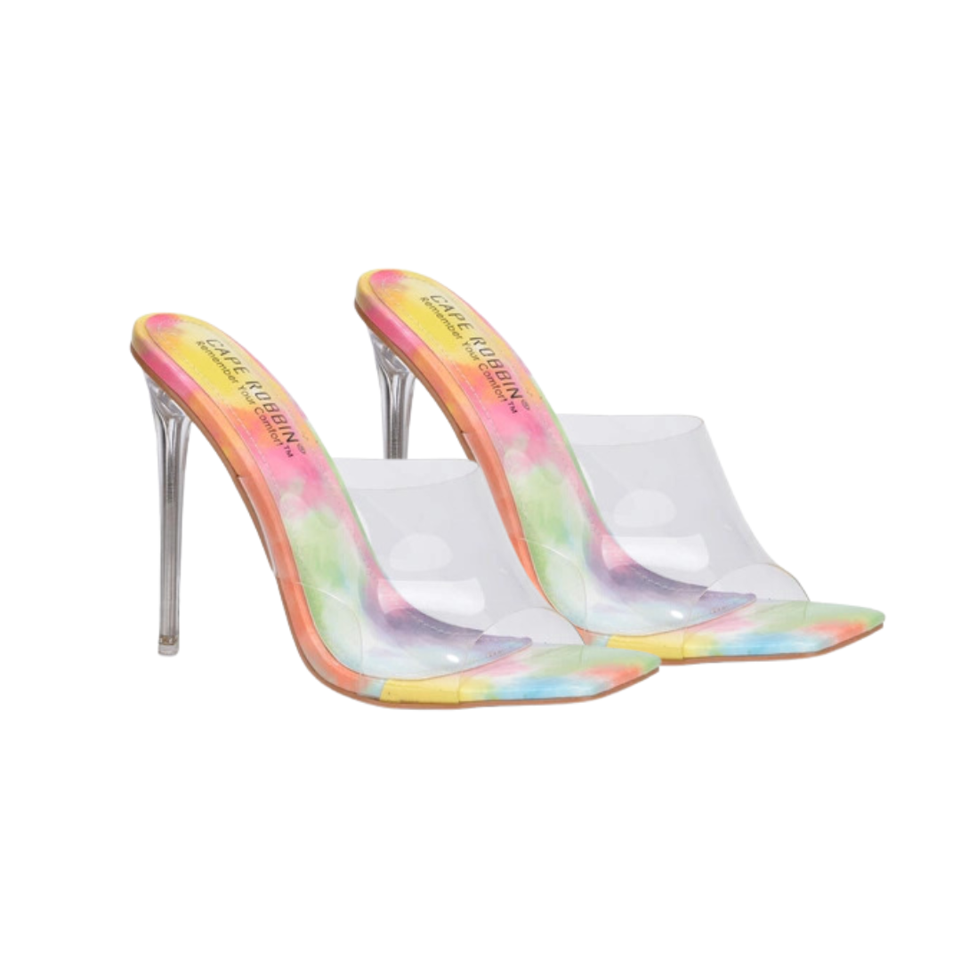 COLONA~TIE DYE CLEAR STRAP HEEL