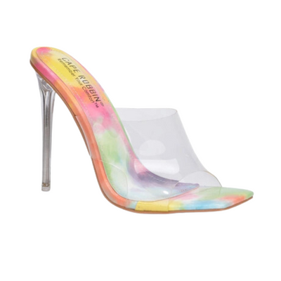 COLONA~TIE DYE CLEAR STRAP HEEL