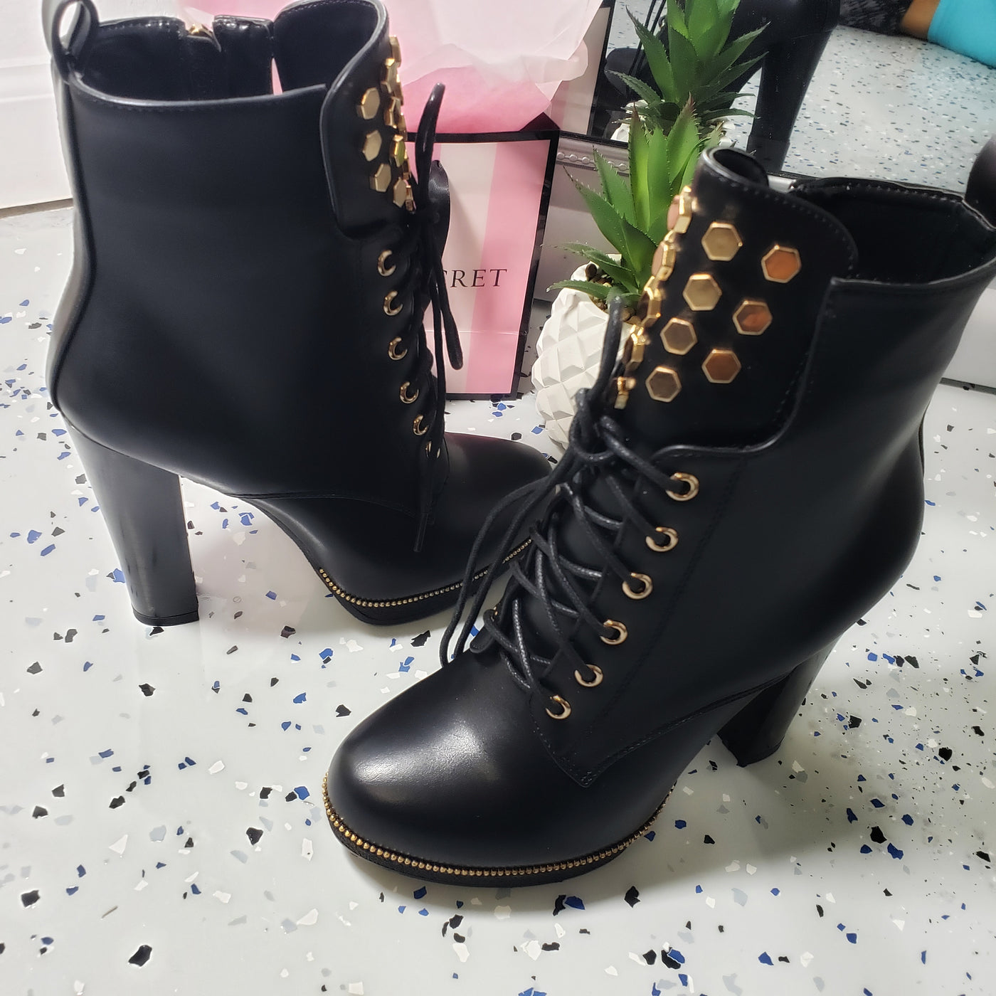 Tasha~ Black & Gold Bootie
