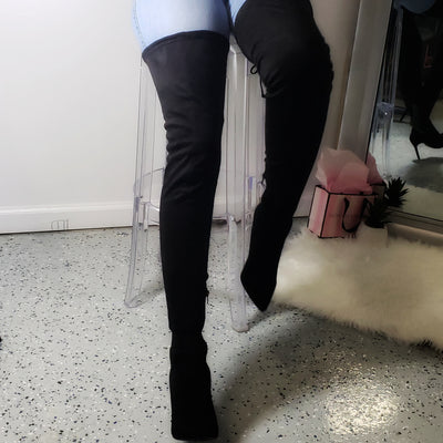 Gisele~Over the Knee Black Suede Boots