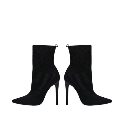 Chantria~Pointed Toe Ankle Sock Boot: BLACK