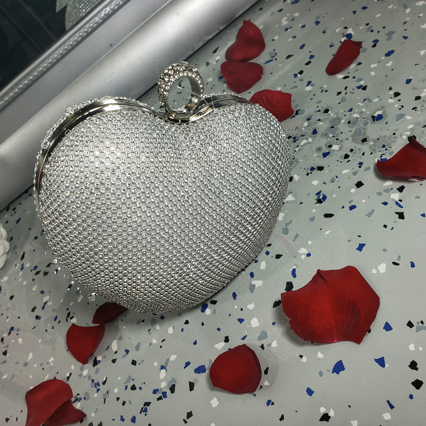 Heart Rhinestone Mini Clutch