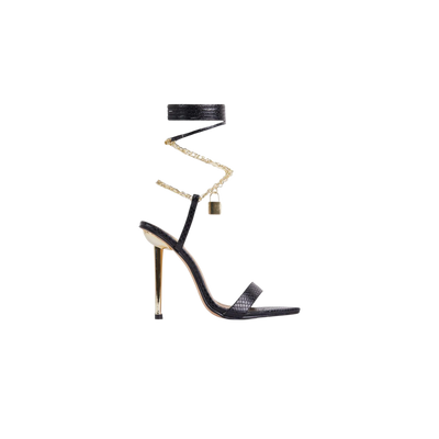 Luxe Vibes~Ankle Wrap Gold Chain Heel