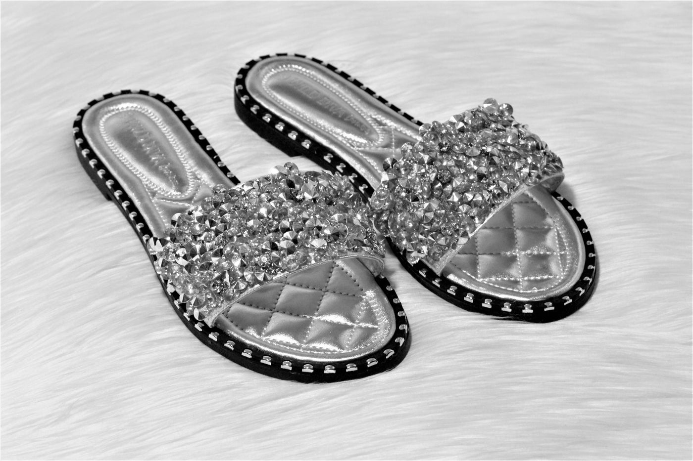 Tia~Silver Rhinestone Sandal