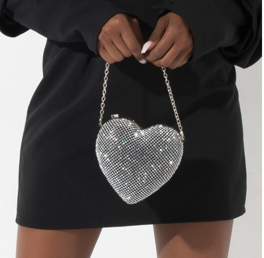 Heart Rhinestone Mini Clutch